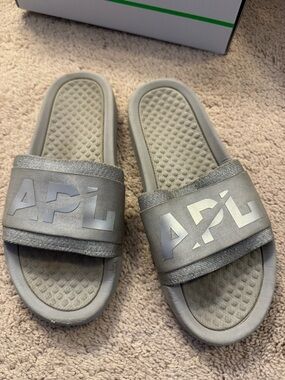 APL Slide Sandals in sliver